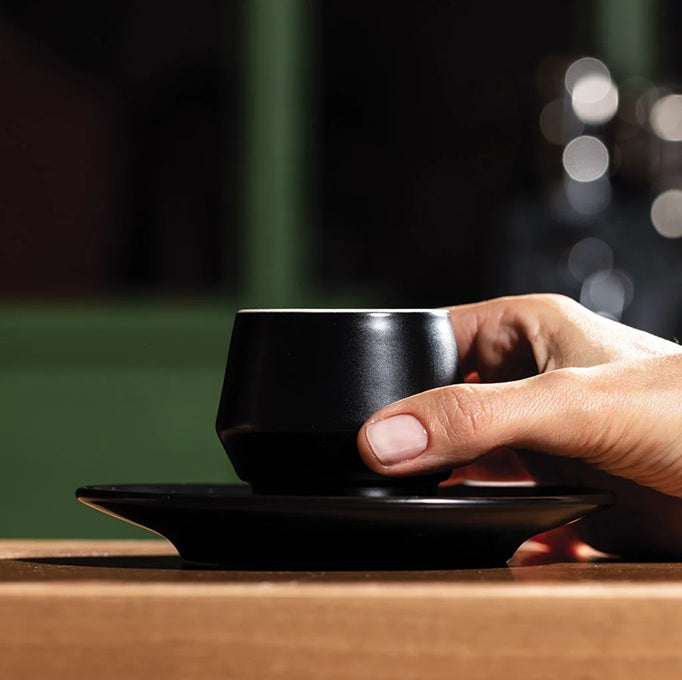 Set Taza Latte Maniko con plato x1 Negro 300 ml